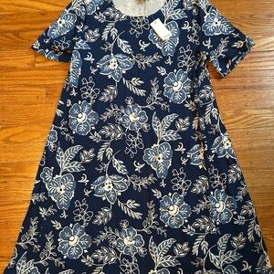 NWT LOFT outlet blue and Cream Floral XS Dress
